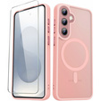 Tok Samsung Galaxy S25-hoz, MagSafe, ERBORD Matt Case, rózsaszín + képernyőüveg
