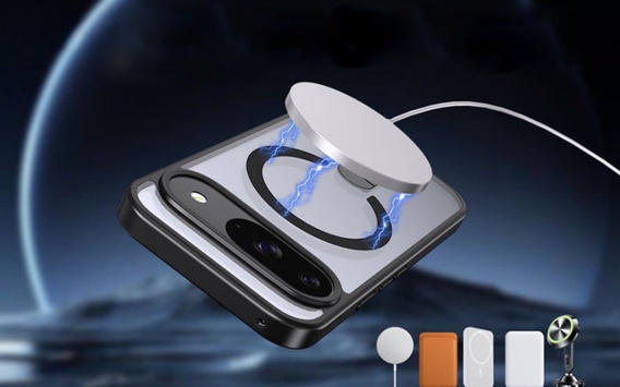 Fusion hibrid tok Google Pixel 10 / 10 Pro készülékhez, MagSafe, állvánnyal, szürke