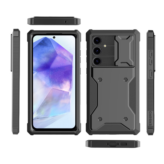 Tok Samsung Galaxy A55, ERBORD Rugged Case, fekete (két keret)