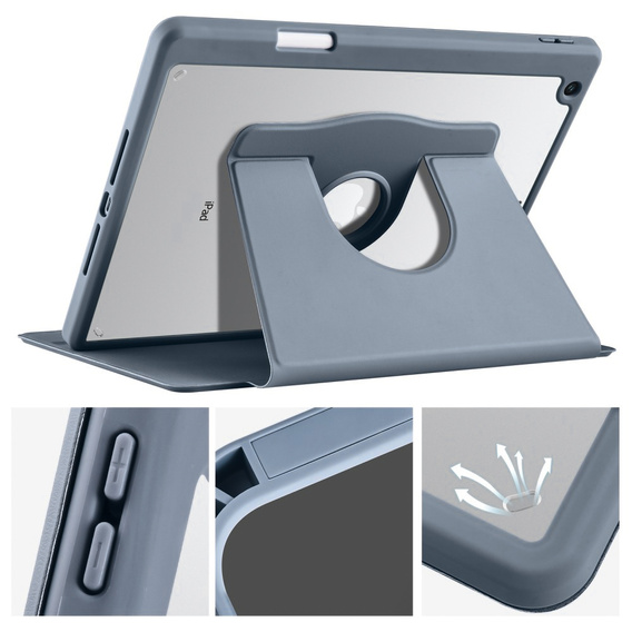 Tok iPad 10.2" 2021/2020/2019 (9/8/7 gen.), tolltartóval, 360°-os forgatható, lila