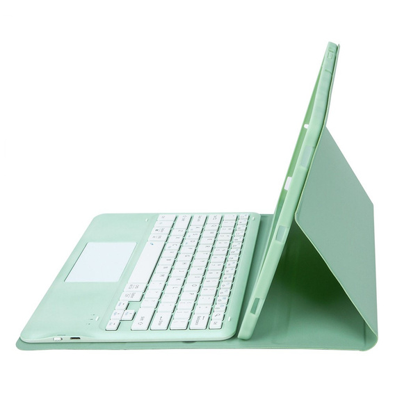 Tok + billentyűzet Samsung Galaxy Tab S9+, Leather Pen Slot TouchPad, világoszöld