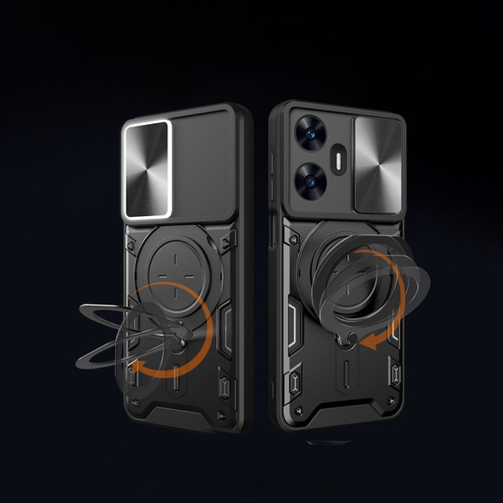 Páncélozott tok Realme C55, CamShield Slide, fekete