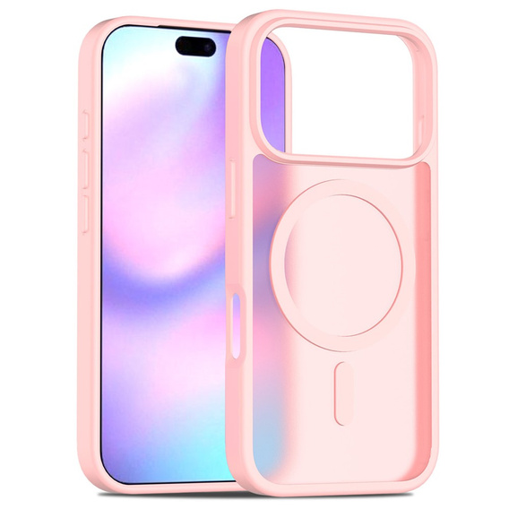 Matt tok iPhone 17 Pro készülékhez, MagSafe-hoz, áttetsző rózsaszínű