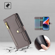 Pattintható tok a Xiaomi Redmi Note 13 Pro+, Wallet Zipper Pocket, szürke