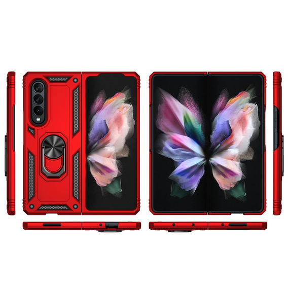Páncélozott telefontok a Samsung Galaxy Z Fold3 5G, Nox Case Ring, piros