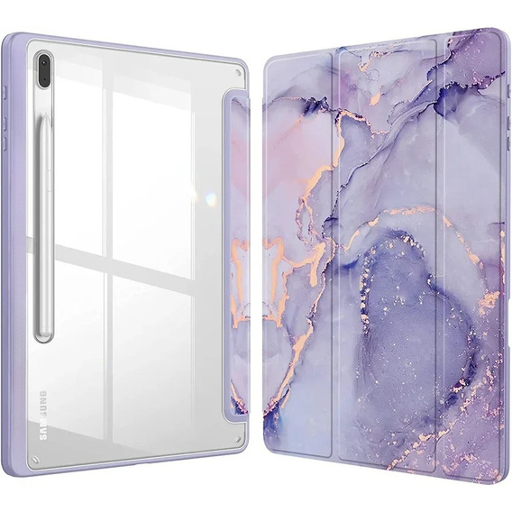 Tok Samsung Galaxy Tab S10 FE+ Plus, Smartcase Hybrid, tolltartó résszel, Marble lila