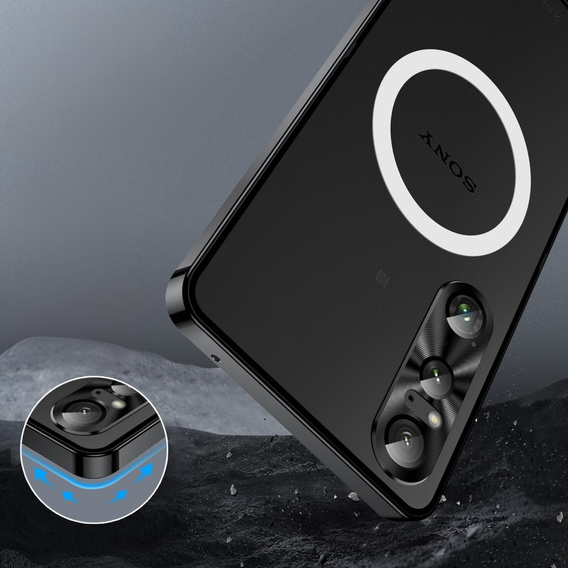 Kameravédő tok Sony Xperia 1 VI, CamShield MagSafe, fekete