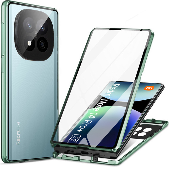 Tok Xiaomi Redmi Note 14 Pro+, Magnetic Dual Glass, zöld