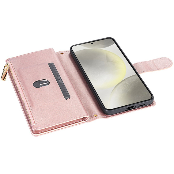 Flap tok Samsung Galaxy A56 5G, Rhombus Crossbody Leather, rózsaszín rose gold
