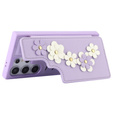 Tok Samsung Galaxy S24 Ultra, Leather Flower Card Slot, lila