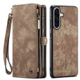 CASEME tok Samsung Galaxy A56 5G, Retro Leather Wallet, szíjjal, barna