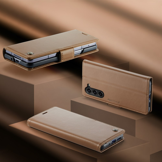 CASEME flip tok Samsung Galaxy Z Fold6 5G, Litchi Wallet, barna