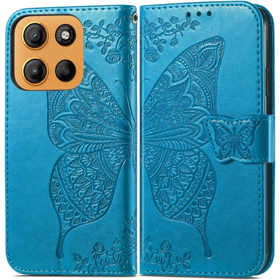 Pattintható tok a Motorola Moto G15 / Motorola Moto G15 Power, Butterfly, kék