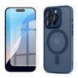 Tok iPhone 16 Pro-hoz, MagSafe, ERBORD Matt Case, tengerészkék + képernyőüveg