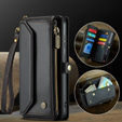 Tok CASEME Samsung Galaxy S24 FE, RFID Leather Wallet, vállpánttal, fekete
