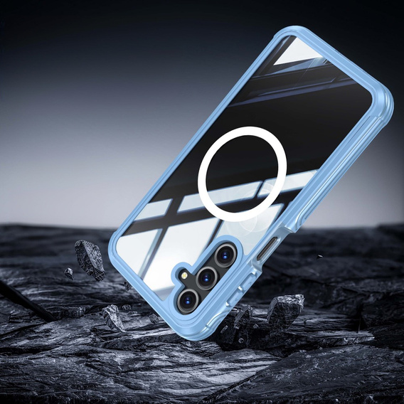 Tok Samsung Galaxy A16-hoz, Shockproof, üveggel, MagSafe-hoz, kék