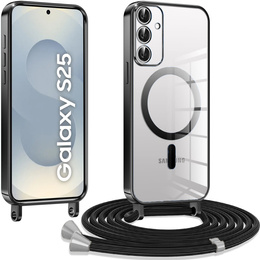 Tok Samsung Galaxy S25, Electro MagSafe, fekete + nyaklánc