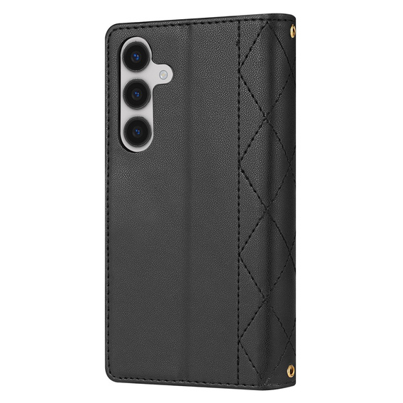 Flap tok Samsung Galaxy A56 5G, Rhombus Crossbody Leather, fekete