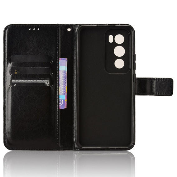 Pattintható tok a Oppo Reno 12, Crazy Horse Wallet, fekete