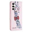 Pattintható tok a Samsung Galaxy S23 FE, Wallet, Giraffe rózsaszín