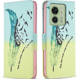 Pattintható tok a Motorola Edge 40 5G, Wallet, feather, kék