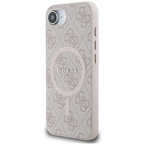 Guess HC MagSafe PU 4G gyűrűs klasszikus logós tok iPhone 16e-hez