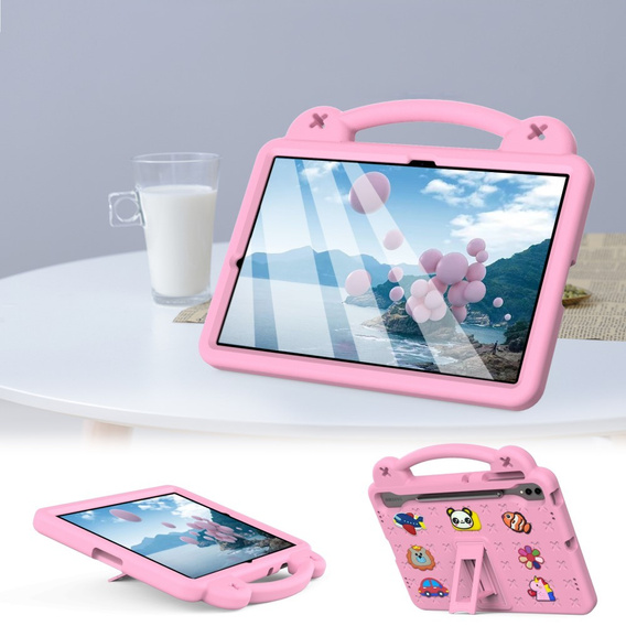 Gyermek tok Samsung Galaxy Tab S10+ Plus, Cute Patterns, állvánnyal, rózsaszín
