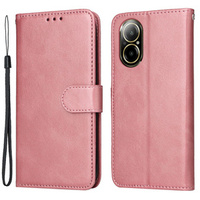 Pattintható tok a Realme C67, Leather Wallet, rózsaszín rose gold