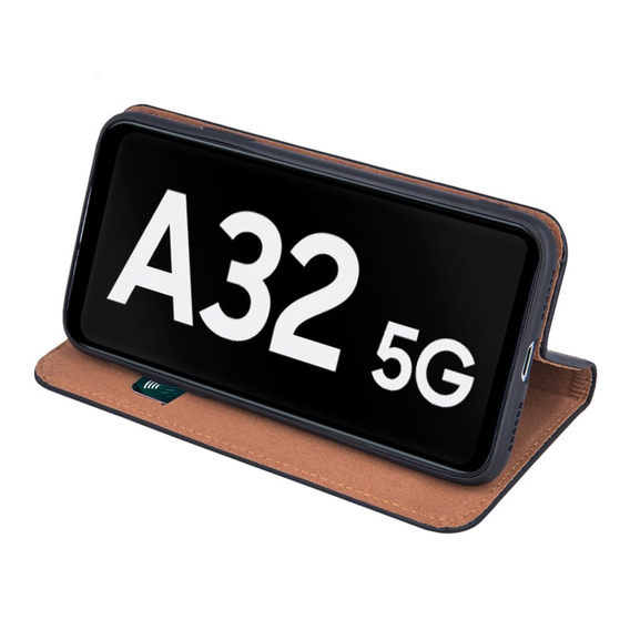 Pattintható tok a Samsung Galaxy A32 5G, Split Leather Wallet, fekete
