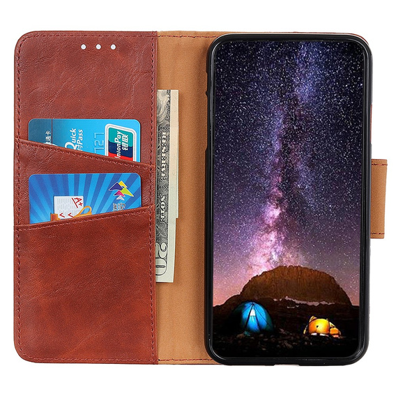 Pattintható tok a Samsung Galaxy S25 Edge, Crazy Horse Wallet, barna