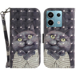 Pattintható tok a Xiaomi Redmi Note 13 Pro 5G, Wallet, Cat szürke