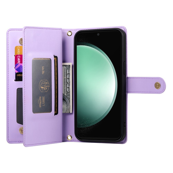 Pattintható tok a Samsung Galaxy S25 Edge, Wallet Zipper Pocket, lila
