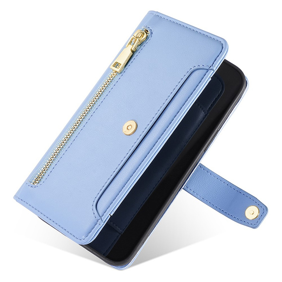 Pattintható tok a Samsung Galaxy S23, Wallet Zipper Pocket, kék