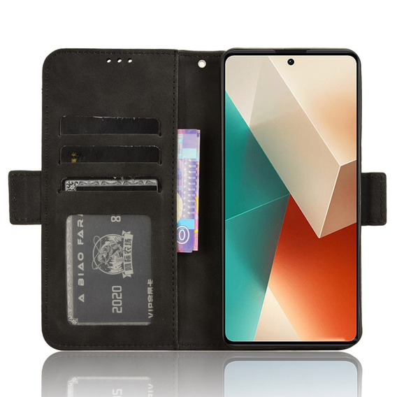 Pattintható tok a Xiaomi Redmi Note 13 5G, Card Slot, fekete