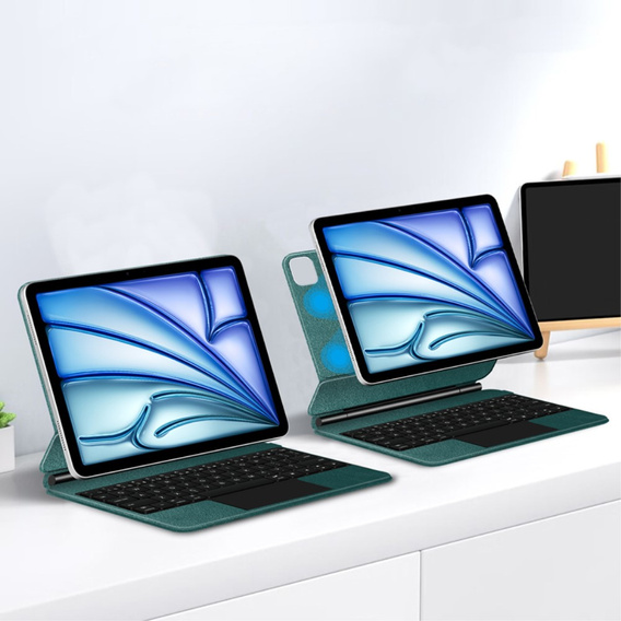 Billentyűzet tok iPad Air 13" 2024, Magnetic Keyboard Touchpad, zöld