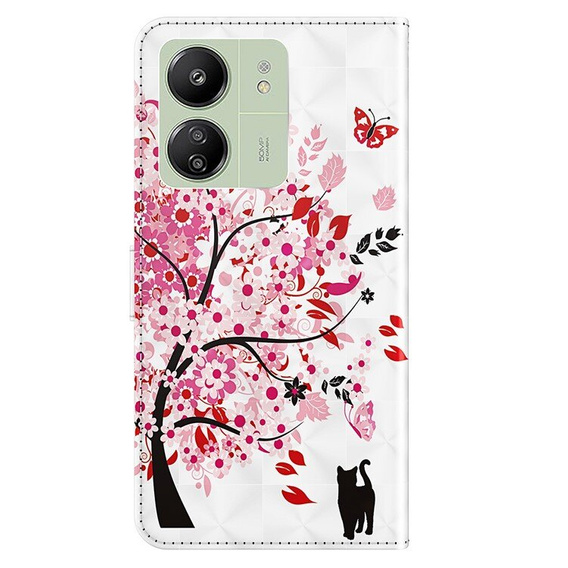 Pattintható tok a Xiaomi Redmi 13C / Poco C65, Wallet, Cat & Tree