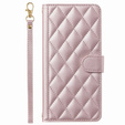Flap tok Samsung Galaxy A16, Rhombus Crossbody Leather, rózsaszín rose gold