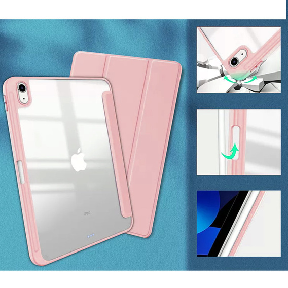 Tok iPad 10.9 2022 10 Gen, Smartcase Hybrid, tolltartó résszel, rózsaszín
