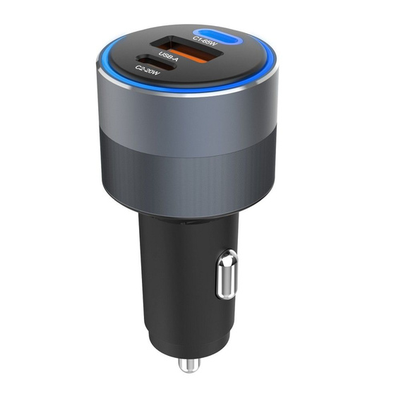 Forcell F-Energy Alu 85 W autós töltő, 2 × USB-C + USB-A, PD / QC 4.0 / SFC 2.0