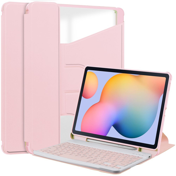 Billentyűzet tok Samsung Galaxy Tab S6 Lite 2024 / 2022 / 2020, Rotary 360° Leather, rózsaszín rose gold