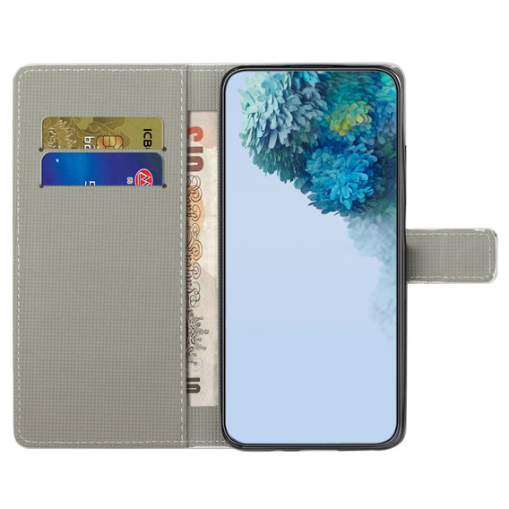 Pattintható tok a Motorola Moto G53 5G / G23 / G13, Wallet, colorful jellyfish, fekete