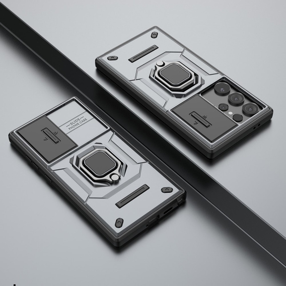 Telefontok a Samsung Galaxy S24 Ultra, KickStand Camera Lens, szürke