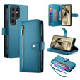 Pattintható tok a Samsung Galaxy S25 Ultra, Wallet Zipper Pocket, kék