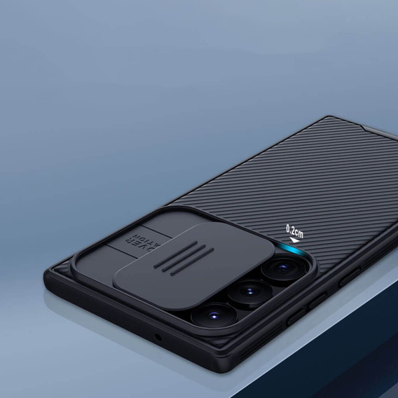 Tok Samsung Galaxy S23 Ultra, páncélozott Nillkin, CamShield Pro, fekete