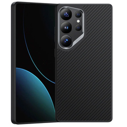 BENKS Kevlar tok Samsung Galaxy S25 Ultra, MagSafe, Carbon Fiber, fekete