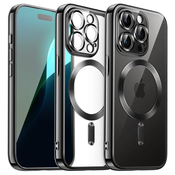 Tok iPhone 16 Pro-hoz, Electro MagSafe, fekete + üveg a képernyőhöz