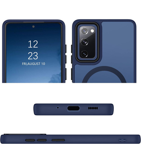 Tok Samsung Galaxy S20 FE-hoz, MagSafe, ERBORD Matt Case, tengerészkék + képernyőüveg