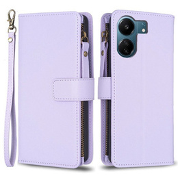 Pattintható tok a Xiaomi Redmi 13C / Poco C65, Wallet Zipper Pocket, fekete