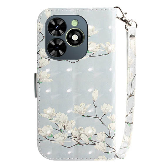 Pattintható tok a Infinix Hot 40i, Wallet, Magnolia Flowers szürke