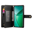 Pattintható tok a Oppo Reno 13F 5G, Wallet Zipper Pocket, fekete